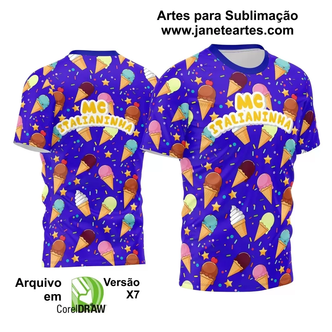 Arte Estampa - Camisa Azul - Profissão - Sorveteria