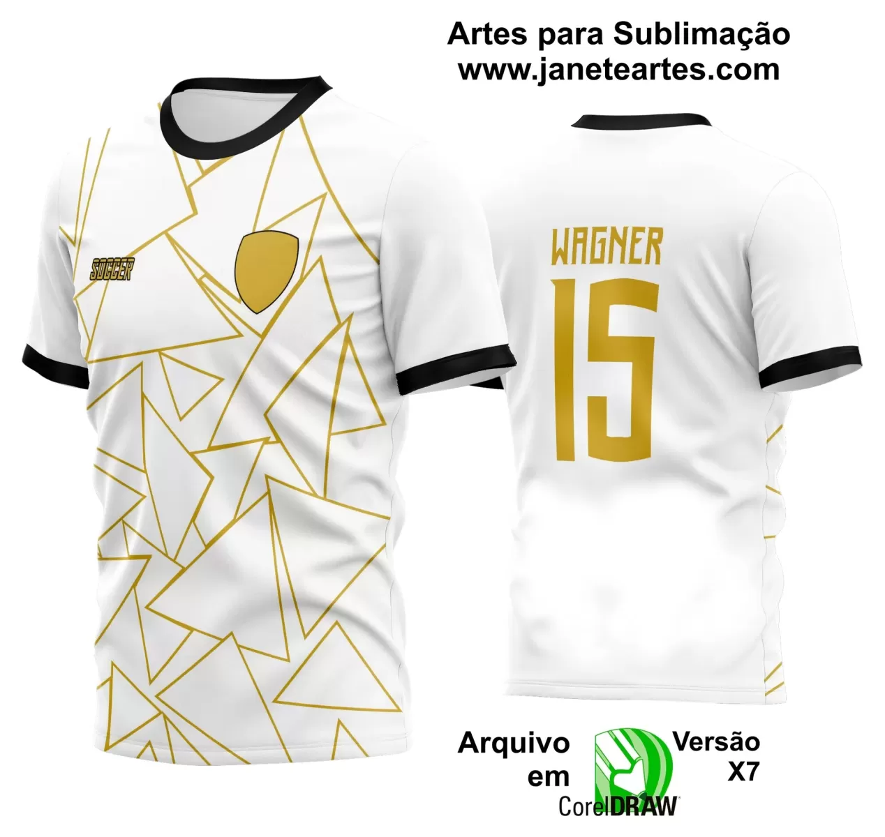 Arte Estampa Camisa Branca e Dourada - Jogos Internos 2024 - Time Amador - Futebol 2024
