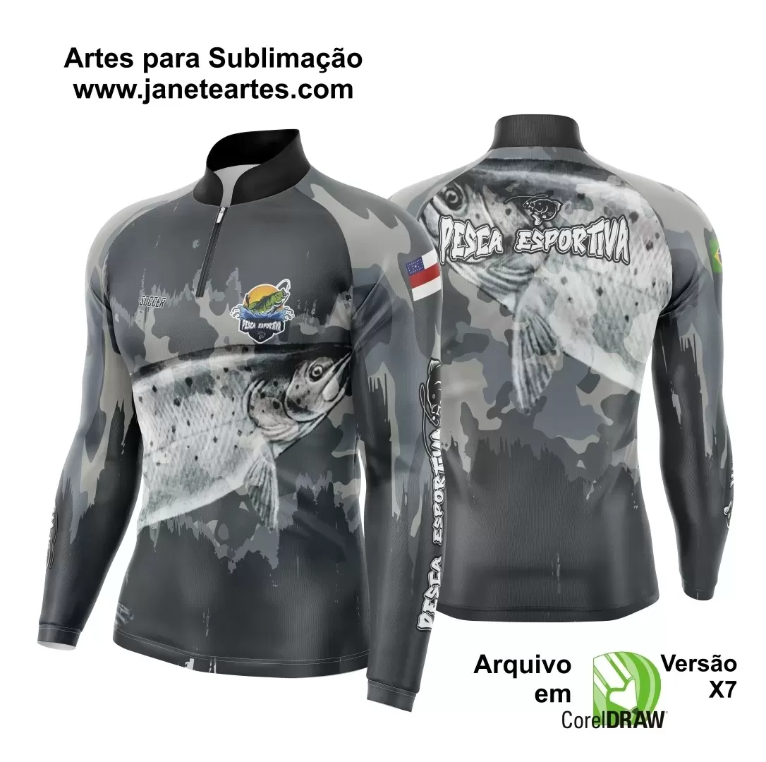 Arte Estampa Camisa De Pesca Esportiva Modelo 06