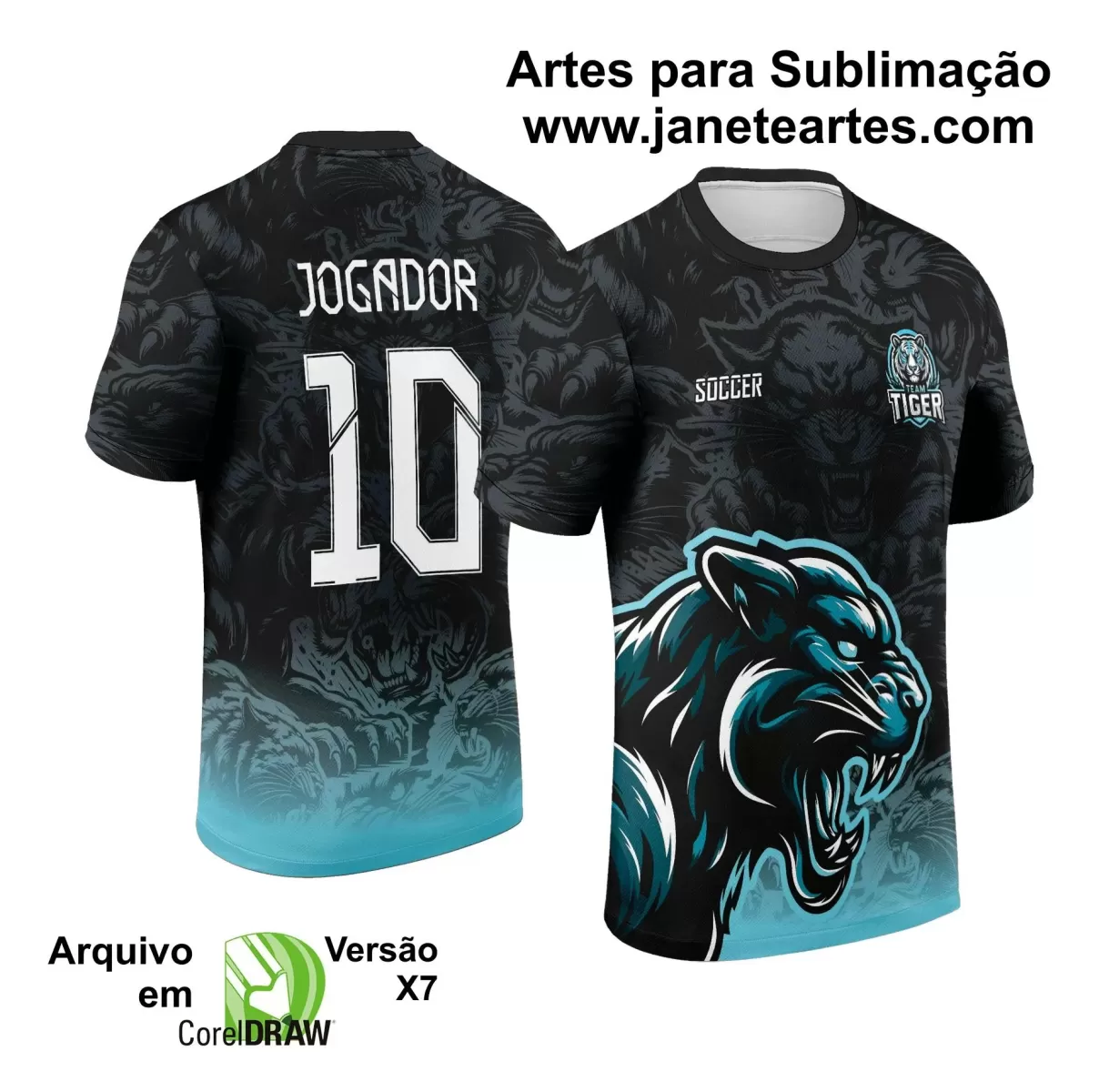 Arte Estampa Camisa Preta e Azul - Interclasse 2024 - Jogos Internos 2024 - Time Amador - Pantera