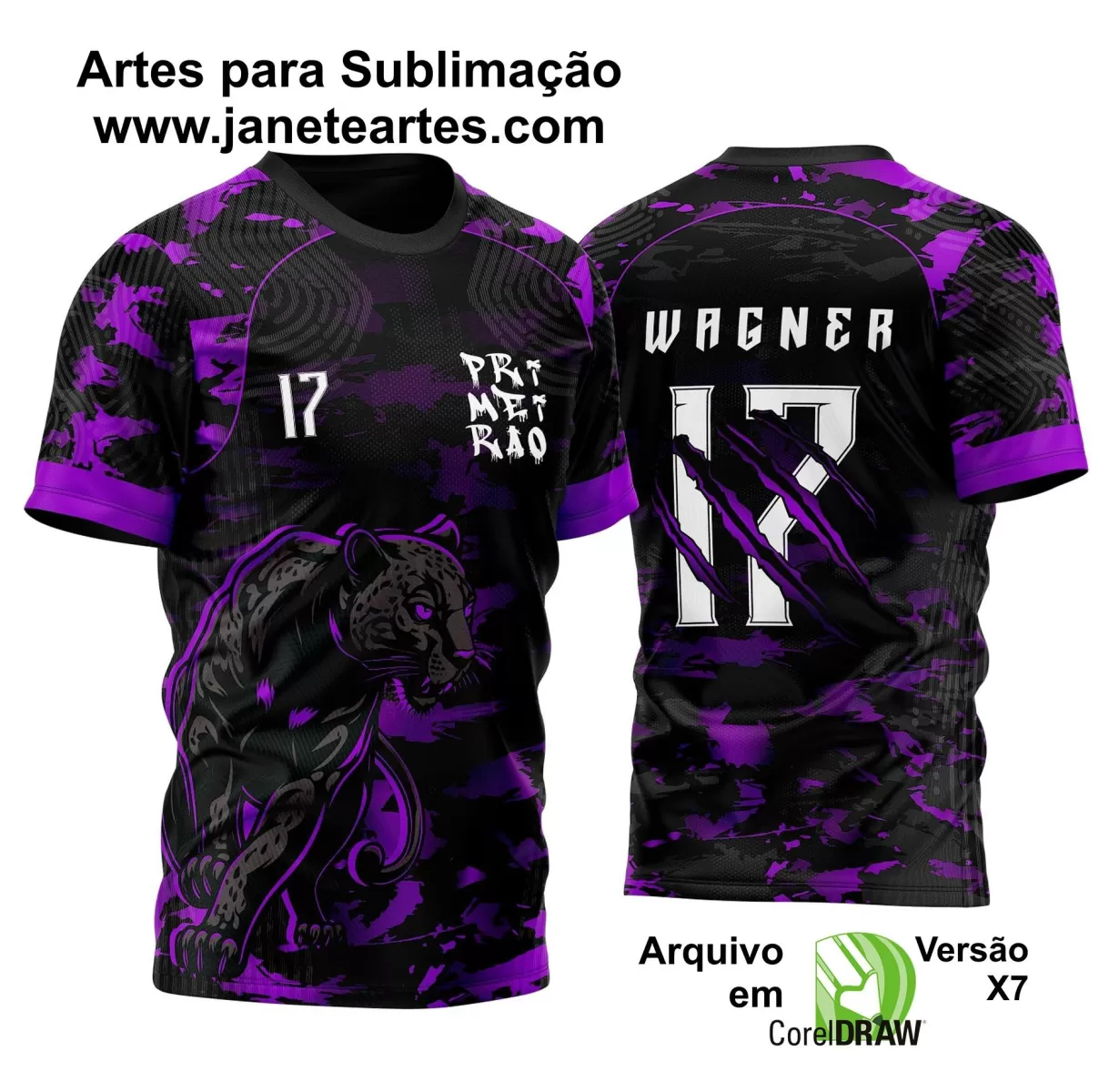 Arte Estampa Camisa Preta e Roxa Vetor - Interclasse 2024 - Jogos Internos 2024 - Pantera