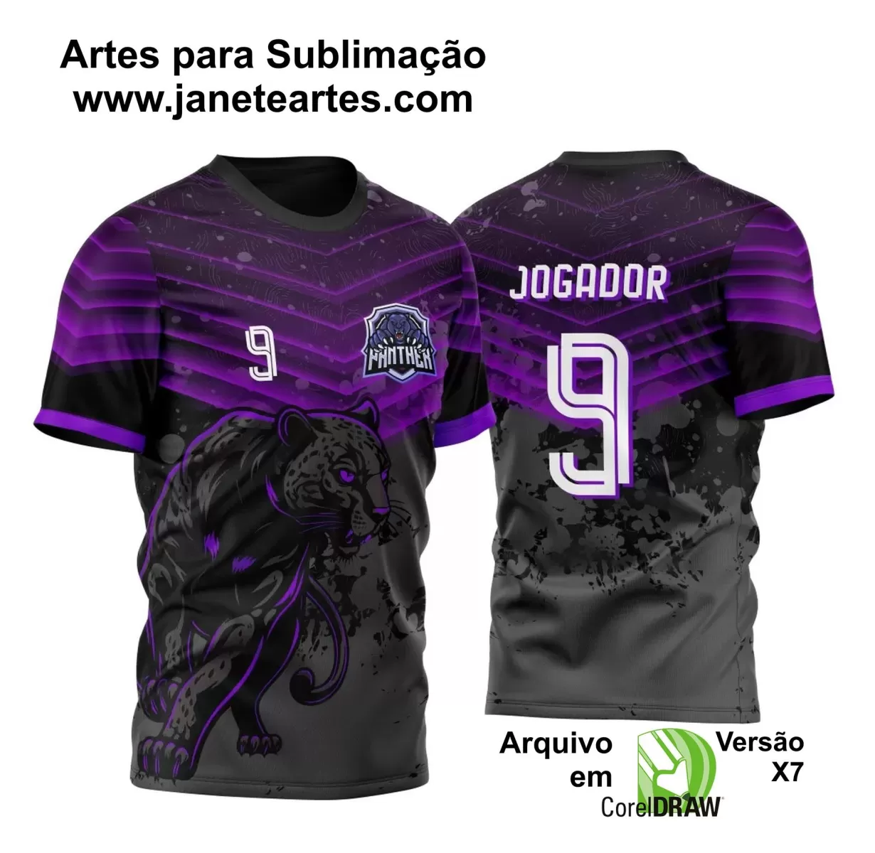 Arte Estampa Camisa Preta e Roxa Vetor - Interclasse 2024 - Jogos Internos 2024 - Pantera