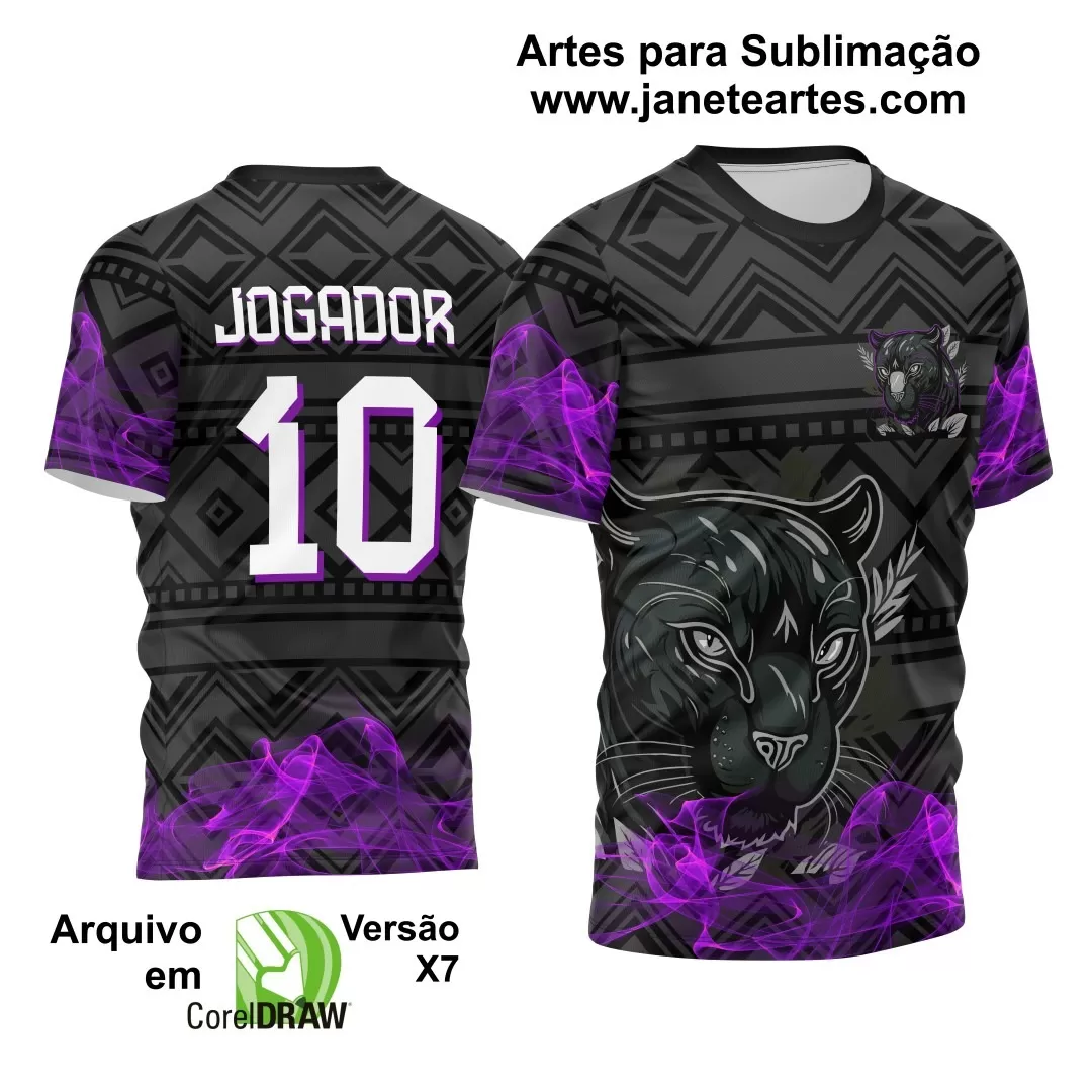 Arte Estampa Camisa Preta e Roxa Vetor - Interclasse 2024 - Jogos Internos 2024 - Pantera