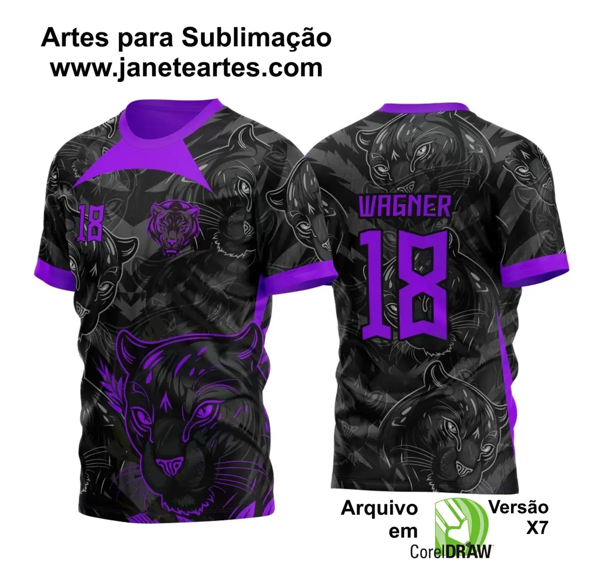 Arte Estampa Camisa Preta e Roxa Vetor - Interclasse 2024 - Jogos Internos 2024 - Pantera