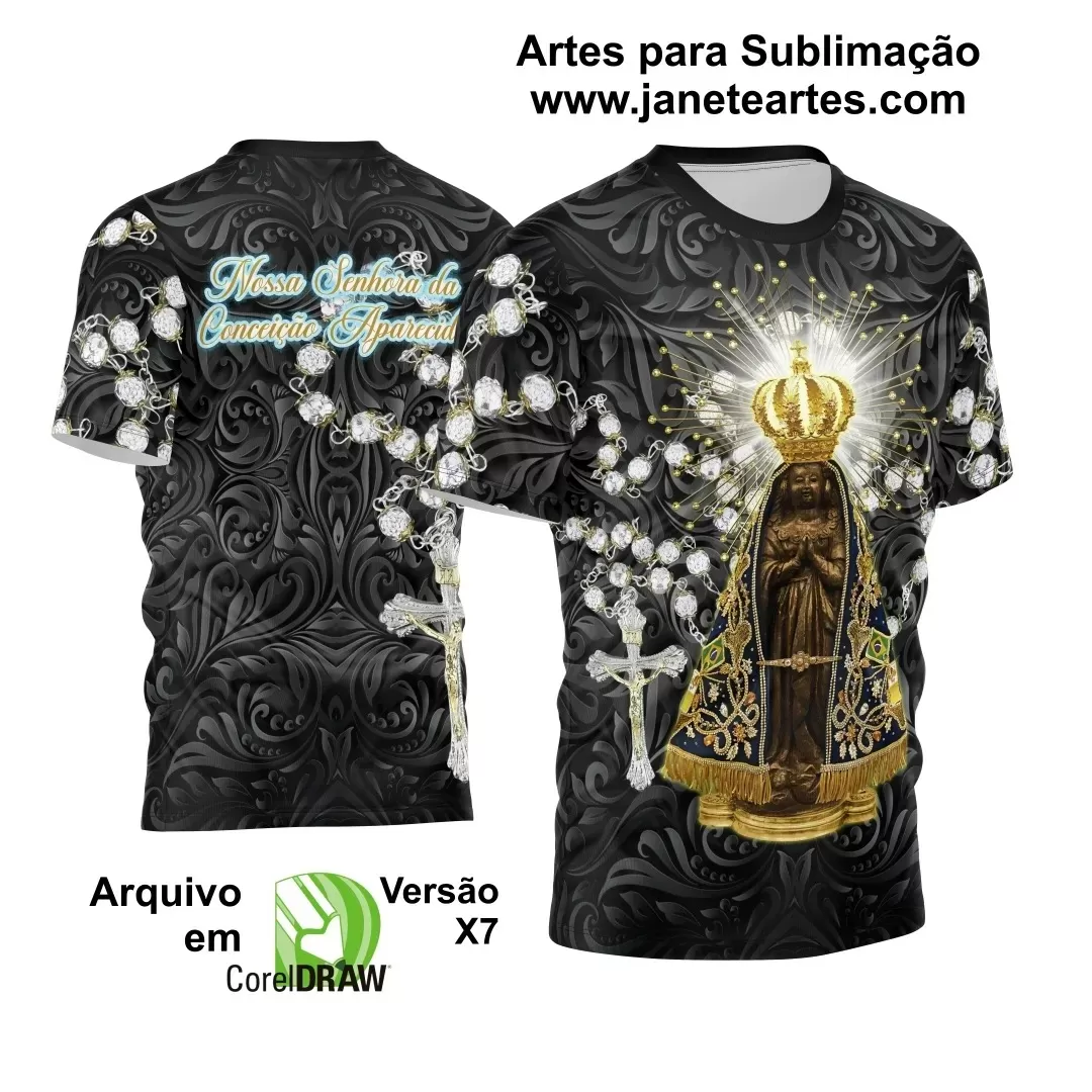 Arte Estampa Camisa - Religião - Festejo - Nossa Senhora Aparecida - 2024 - 2025