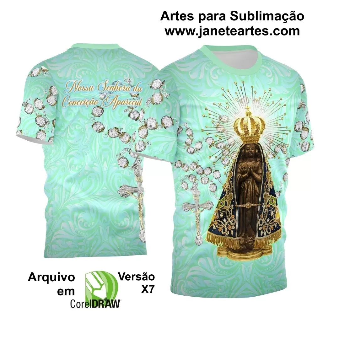 Arte Estampa Camisa - Religião - Festejo - Nossa Senhora Aparecida - 2024 - 2025