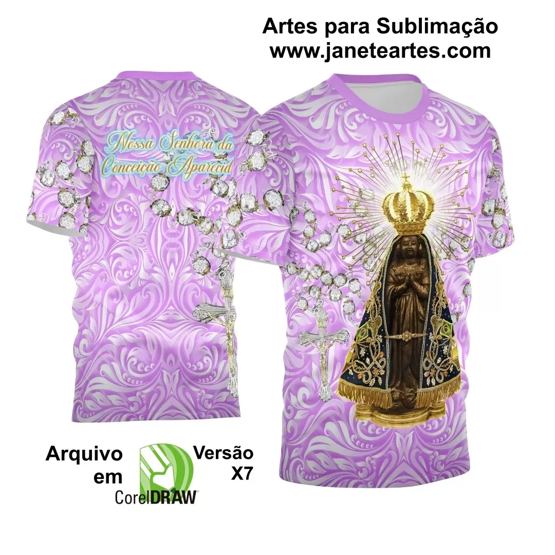 Arte Estampa Camisa - Religião - Festejo - Nossa Senhora Aparecida - 2024 - 2025