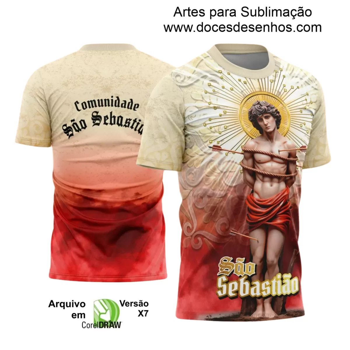 Arte Estampa - Camisa Religiosa - São Sebastião - Religião - 2025 - Festejo e Devoção