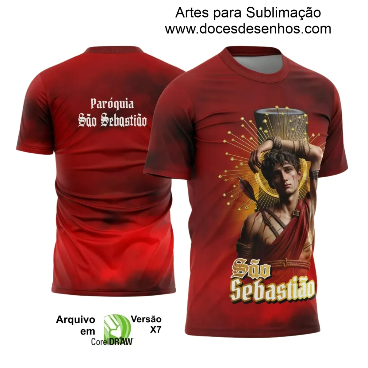 Arte Estampa - Camisa Religiosa - São Sebastião - Religião - 2025 - Festejo e Devoção