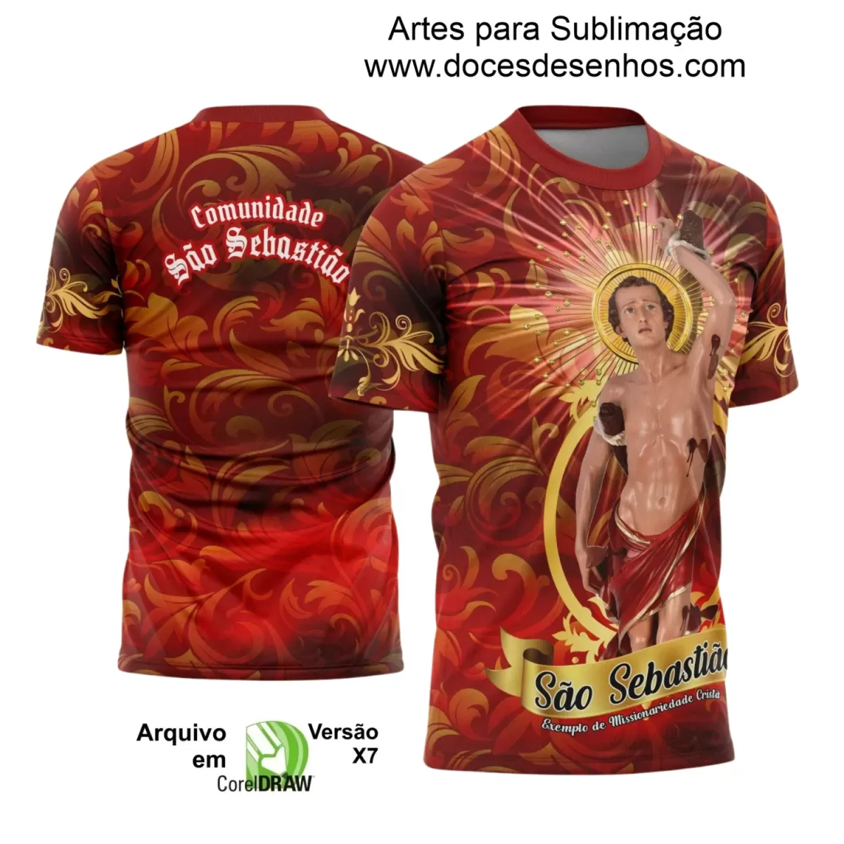 Arte Estampa - Camisa Religiosa - São Sebastião - Religião - 2025 - Festejo e Devoção