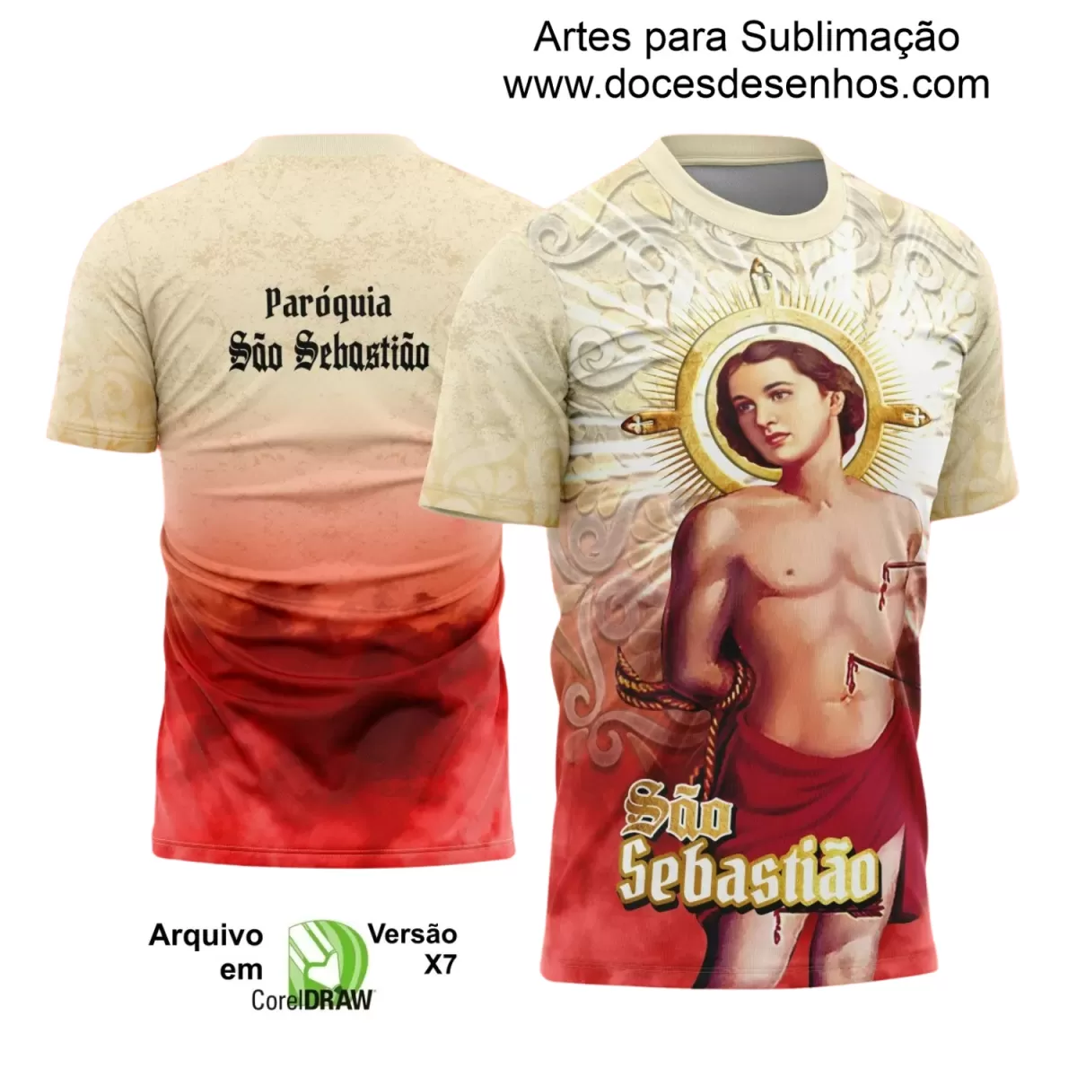 Arte Estampa - Camisa Religiosa - São Sebastião - Religião - 2025 - Festejo e Devoção