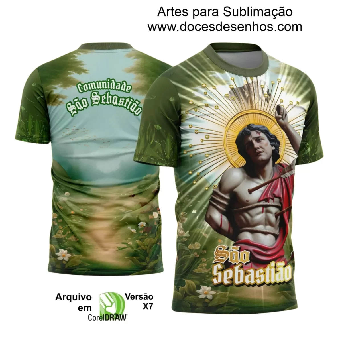 Arte Estampa - Camisa Religiosa - São Sebastião - Religião - 2025 - Festejo e Devoção