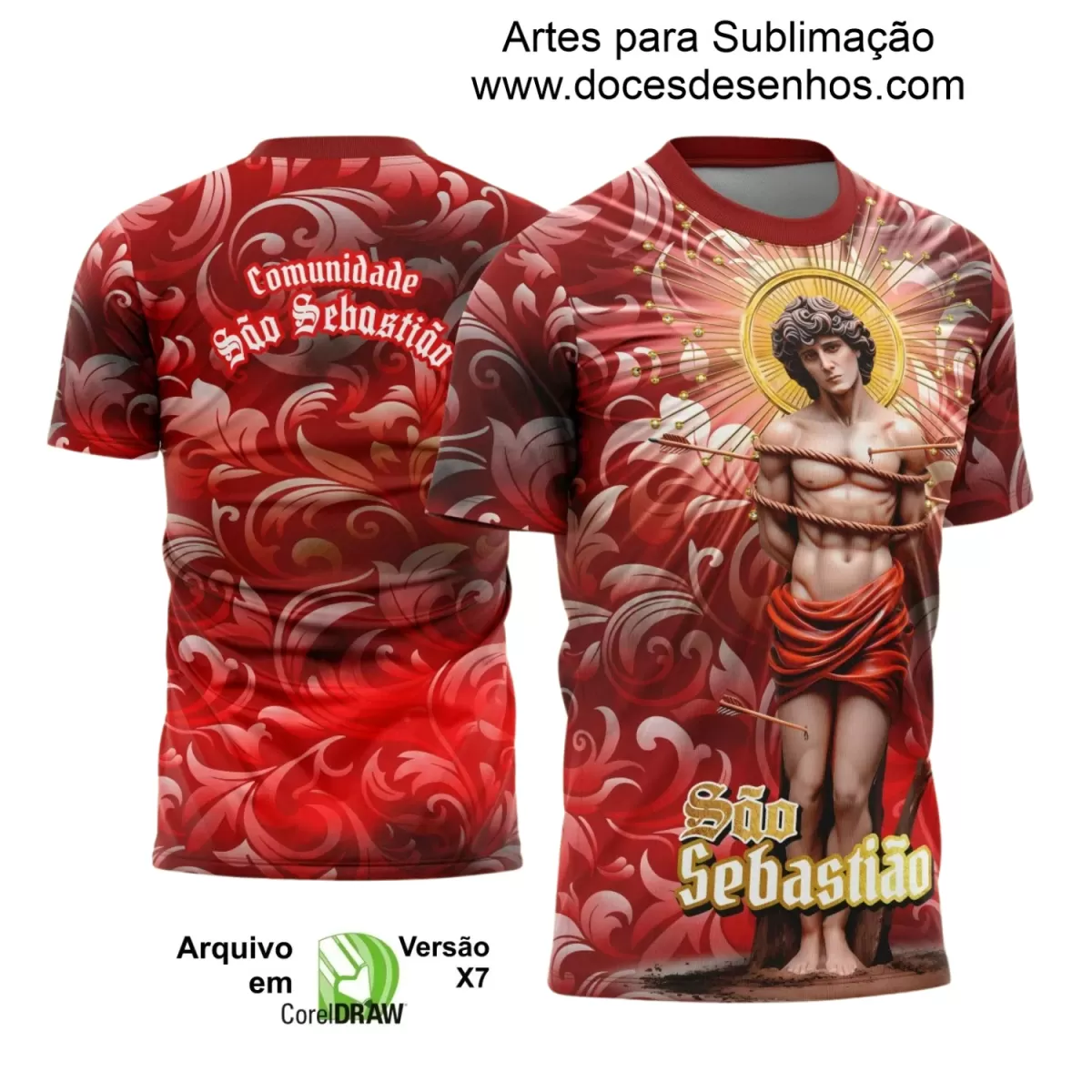 Arte Estampa - Camisa Religiosa - São Sebastião - Religião - 2025 - Festejo e Devoção