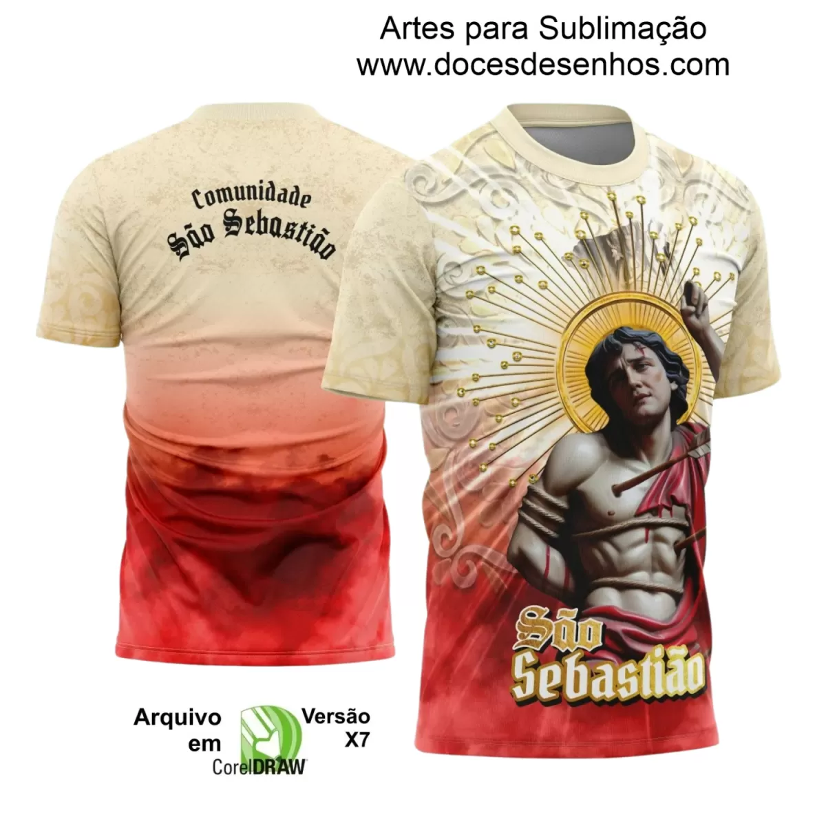 Arte Estampa - Camisa Religiosa - São Sebastião - Religião - 2025 - Festejo e Devoção