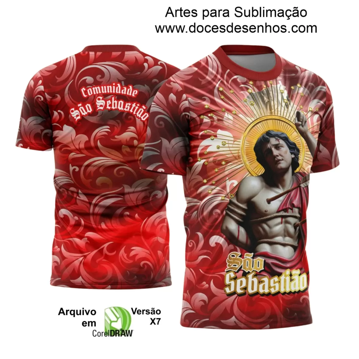 Arte Estampa - Camisa Religiosa - São Sebastião - Religião - 2025 - Festejo e Devoção