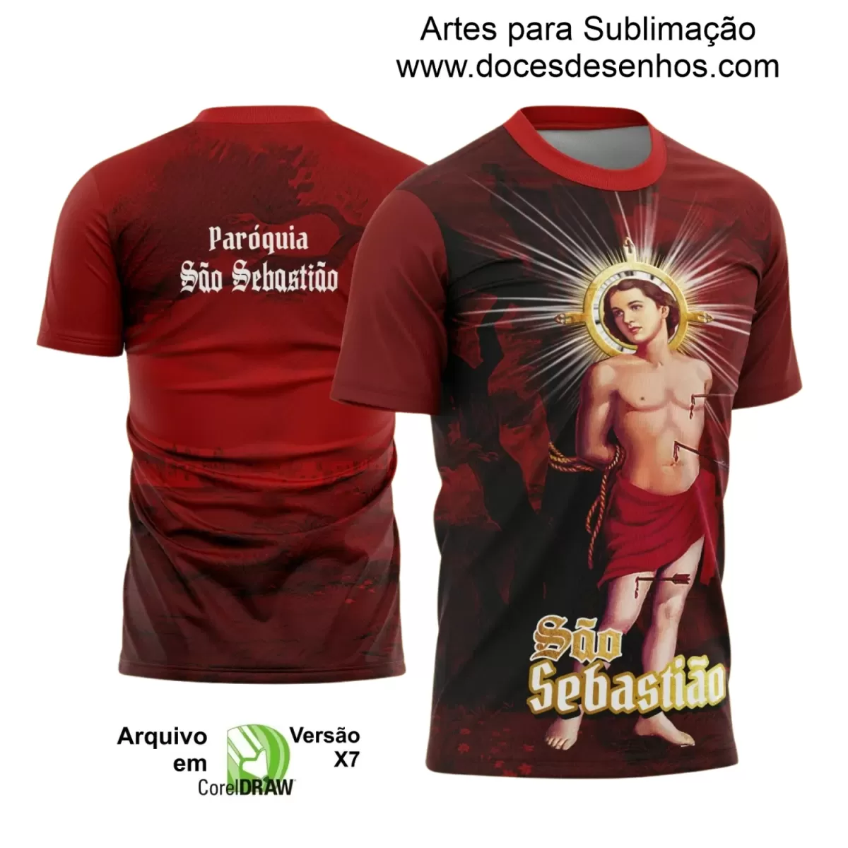 Arte Estampa - Camisa Religiosa - São Sebastião - Religião - 2025 - Festejo e Devoção