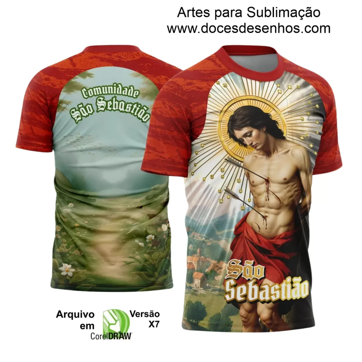 Arte Estampa - Camisa Religiosa - São Sebastião - Religião - 2025 - Festejo e Devoção