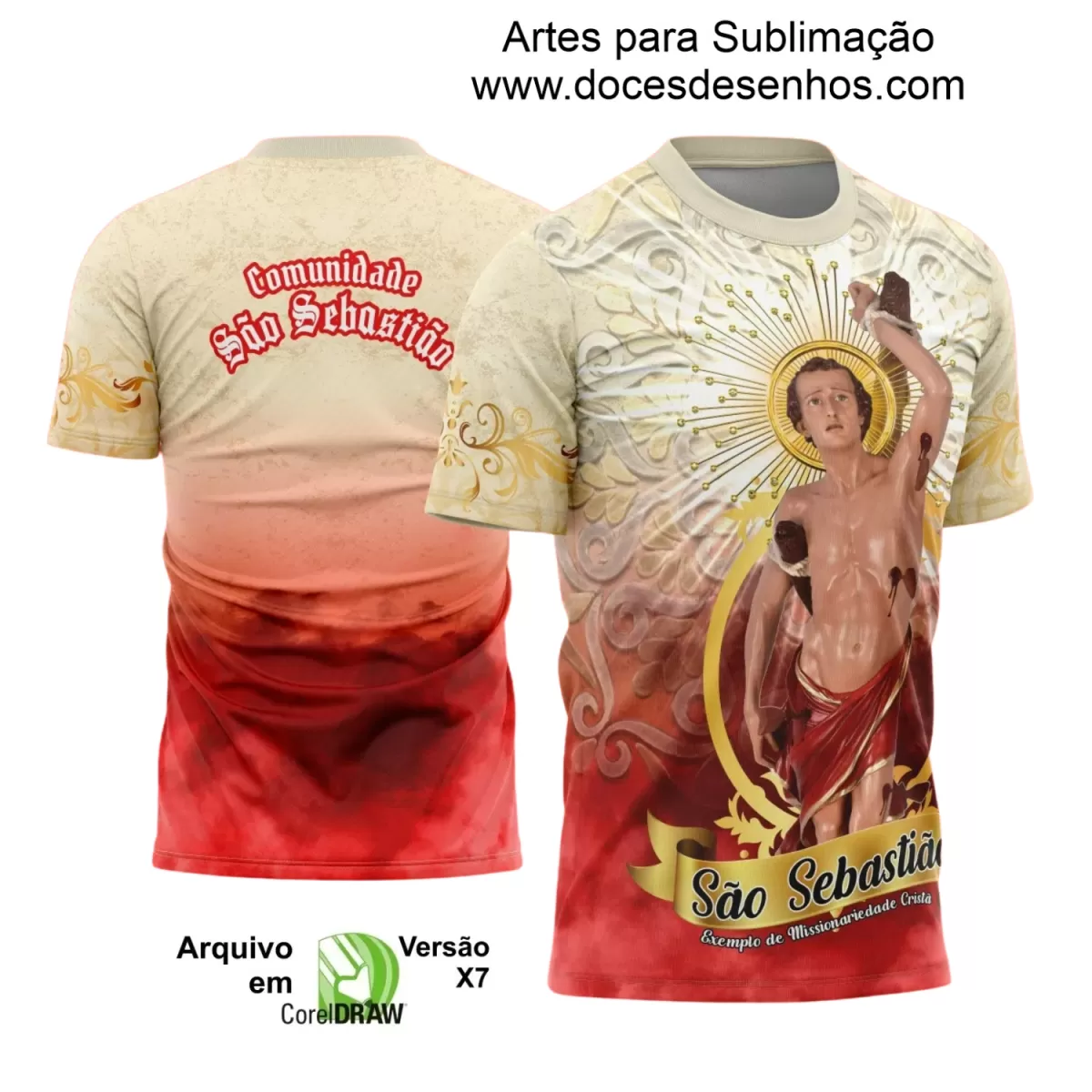 Arte Estampa - Camisa Religiosa - São Sebastião - Religião - 2025 - Festejo e Devoção