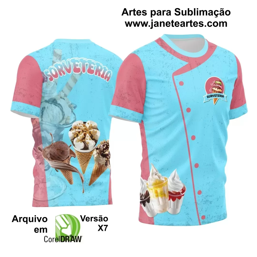 Arte Estampa - Camisa Rosa e Azul - Profissão - Sorveteria