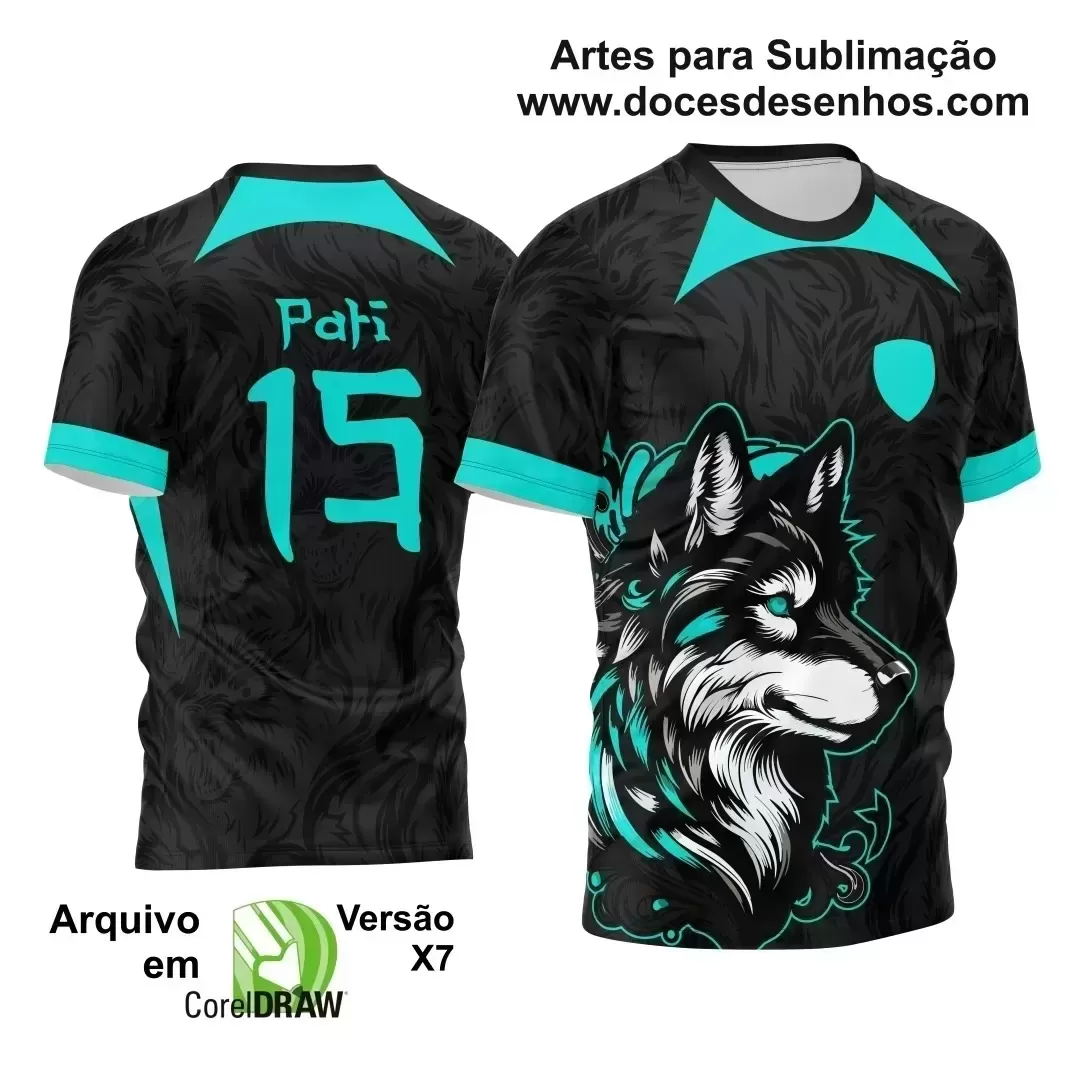 Arte Estampa - Camisa de Interclasse Lobo Preta - Jogos Internos - 2024-2025