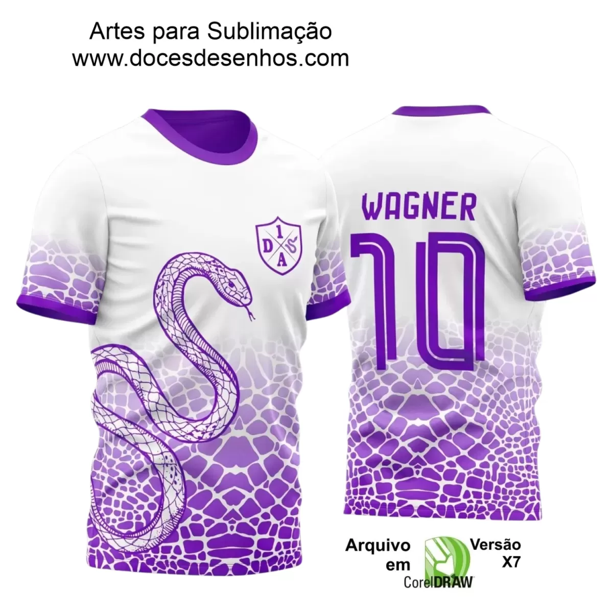 Arte Estampa Camiseta Escolar - Branca e Roxa - Interclasse 2024 – 2025 - Tema Cobra