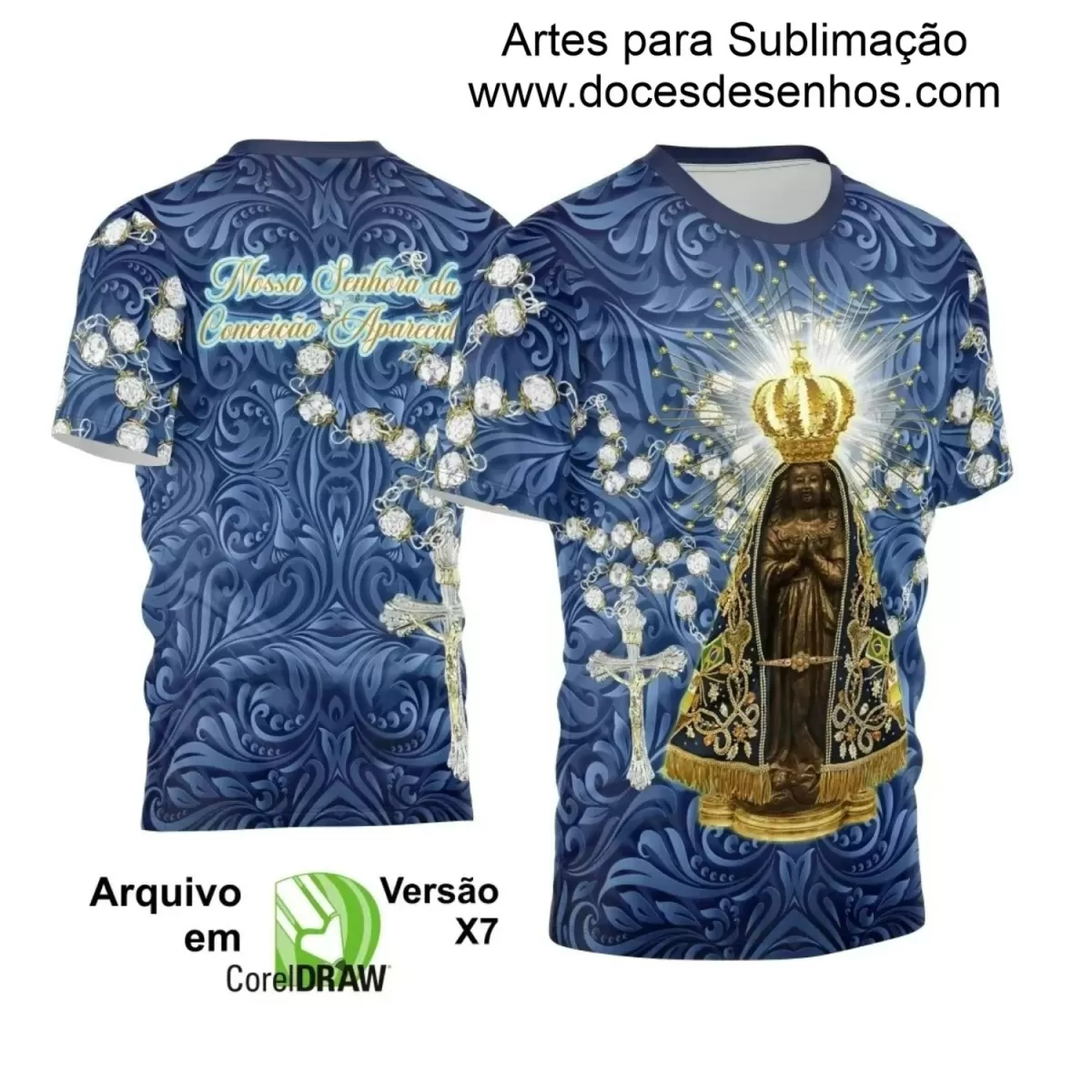 Arte Estampa Camiseta - Religião - Festejo - Devoção - Nossa Senhora Aparecida - 2024 - 2025