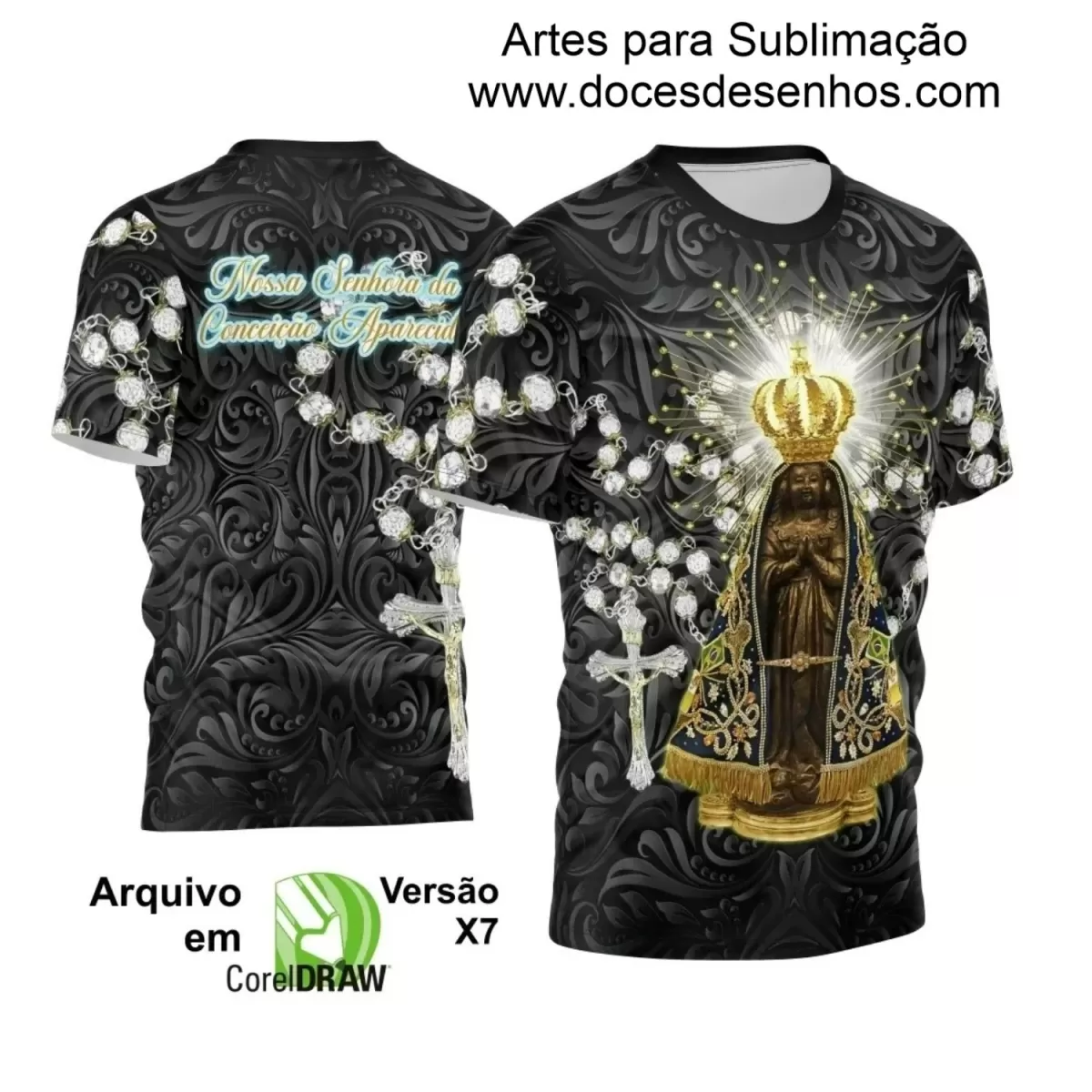 Arte Estampa Camiseta - Religião - Festejo - Devoção - Nossa Senhora Aparecida - 2024 - 2025