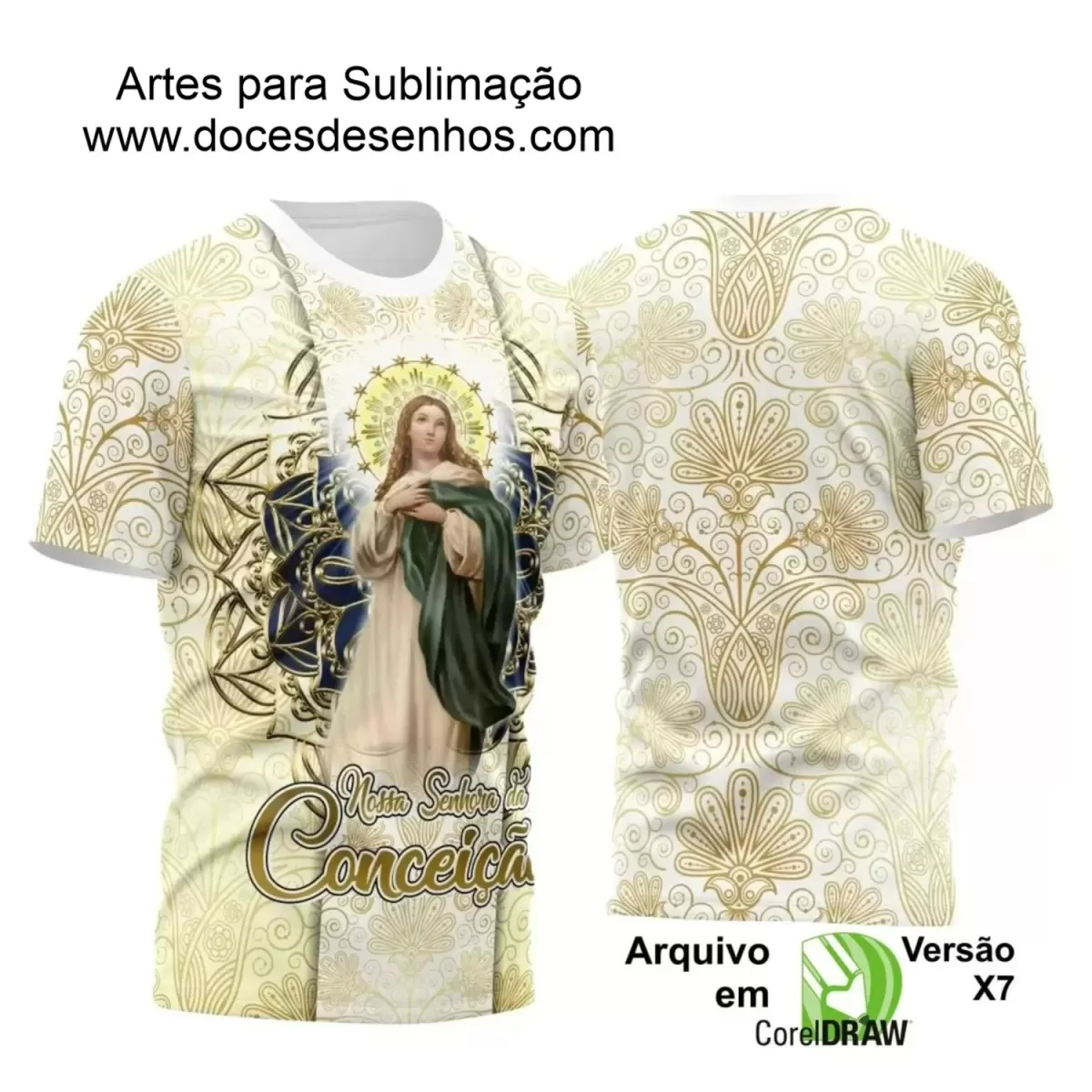 Arte Estampa Camiseta - Religião - Festejo - Devoção - Nossa Senhora Imaculada Conceição - 2024 - 2025