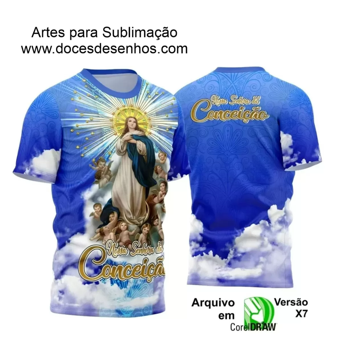 Arte Estampa Camiseta - Religião - Festejo - Devoção - Nossa Senhora Imaculada Conceição - 2024 - 2025