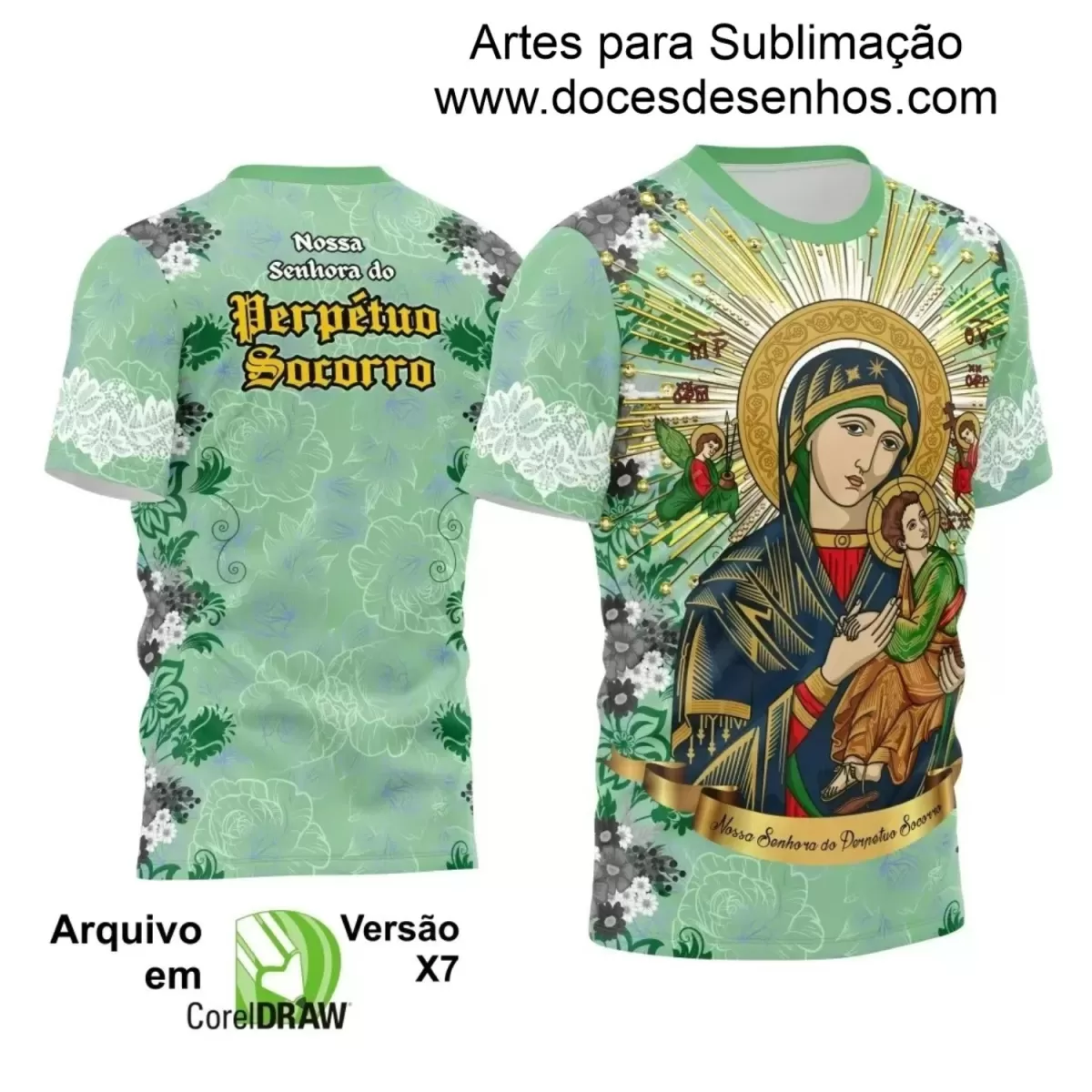 Arte Estampa Camiseta - Religião - Festejo - Devoção - Nossa Senhora do Pérpetuo Socorro - 2024 - 2025