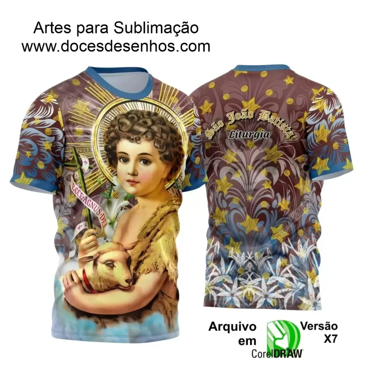 Arte Estampa Camiseta Religiosa - São João Batista - Religião - 2025 - Festejo e Devoção - 2025