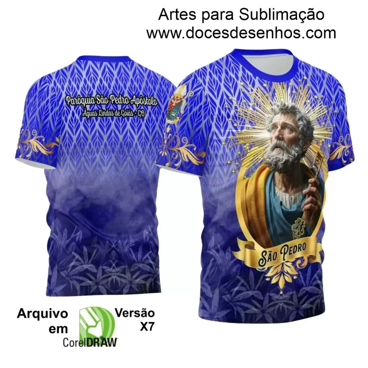 Arte Estampa Camiseta Religiosa - São Pedro - Religião - 2025 - Festejo e Devoção - 2025