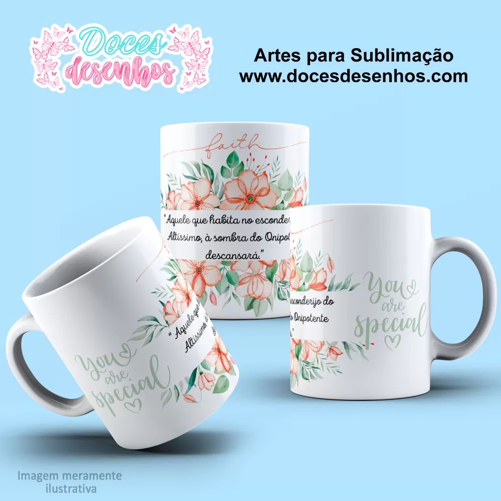 Arte Estampa Caneca Floral Laranja Sublimação 2024 - You Are Special