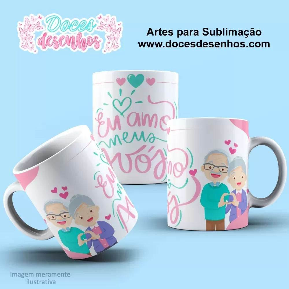 Arte Estampa Caneca Sublimação 2024 - Dia dos Avós 2024