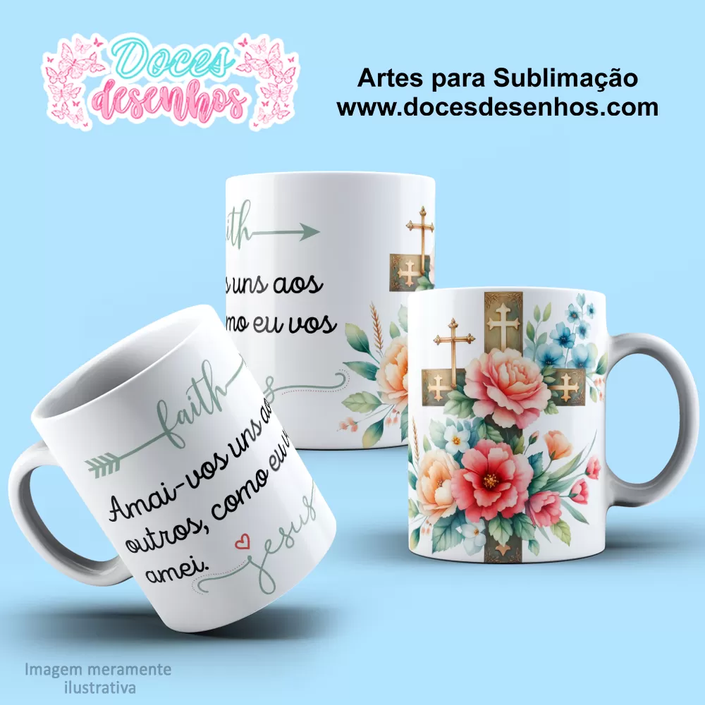 Arte Estampa Caneca - Sublimação - Cristã - Religião - 2024 - 2025