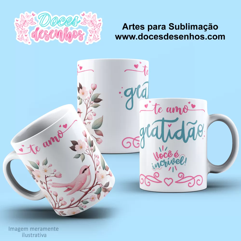 Arte Estampa Caneca - Sublimação - Gratidão - Você É Incrível - 2024 - 2025