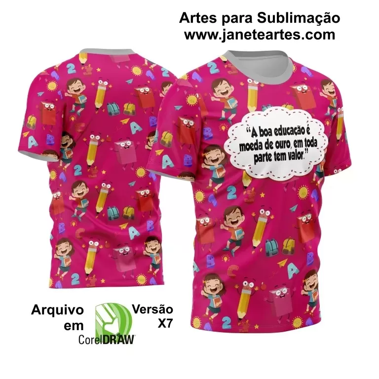 Arte Estampa Moderna para Camisas de Professoras - Coleção 2024 - Modelo 14