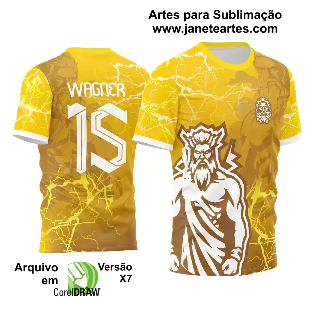 Arte Vetor Camisa Dourada - Interclasse 2024 - Jogos Internos 2024 - Time Amador - Zeus 2024