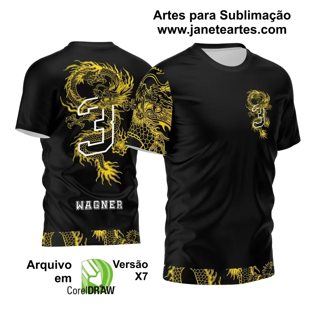 Arte Vetor Camisa Preta - Interclasse 2024 - Jogos Internos 2024 - Time Amador 2024 - Dragão