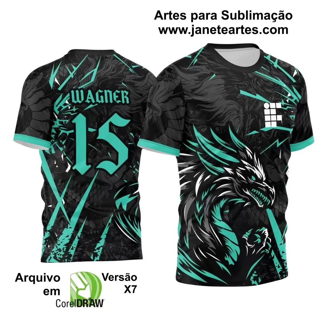  Arte Vetor Camisa Preta - Interclasse 2024 - Jogos Internos 2024 - Time Amador 2024 - Dragão