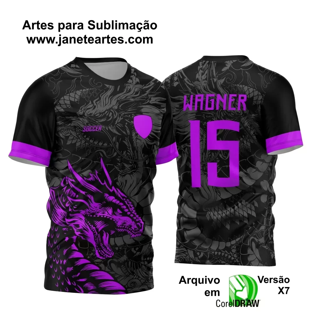 Arte Vetor Camisa Preta - Interclasse 2024 - Jogos Internos 2024 - Time Amador 2024 - Dragão