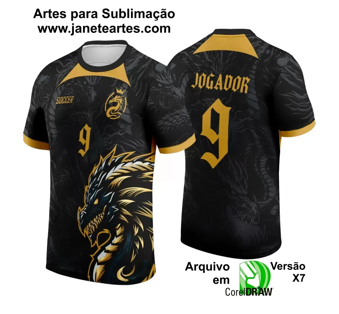 Arte Vetor Camisa Preta - Interclasse 2024 - Jogos Internos 2024 - Time Amador 2024 - Dragão