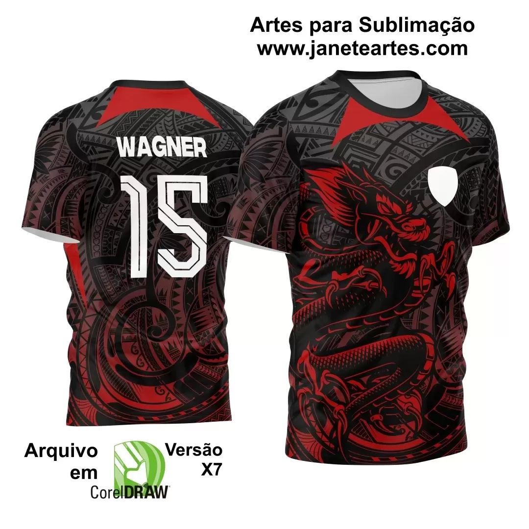 Arte Vetor Camisa Preta - Interclasse 2024 - Jogos Internos 2024 - Time Amador 2024 - Dragão