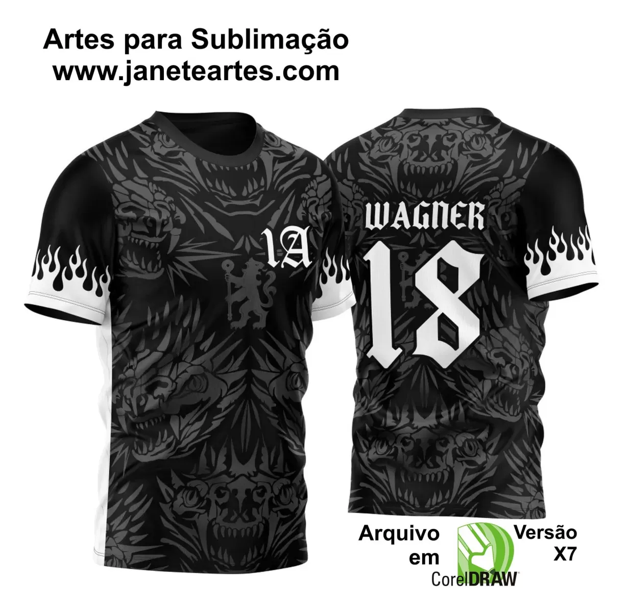 Arte Vetor Camisa Preta - Interclasse 2024 - Jogos Internos 2024 - Time Amador 2024 - Dragão