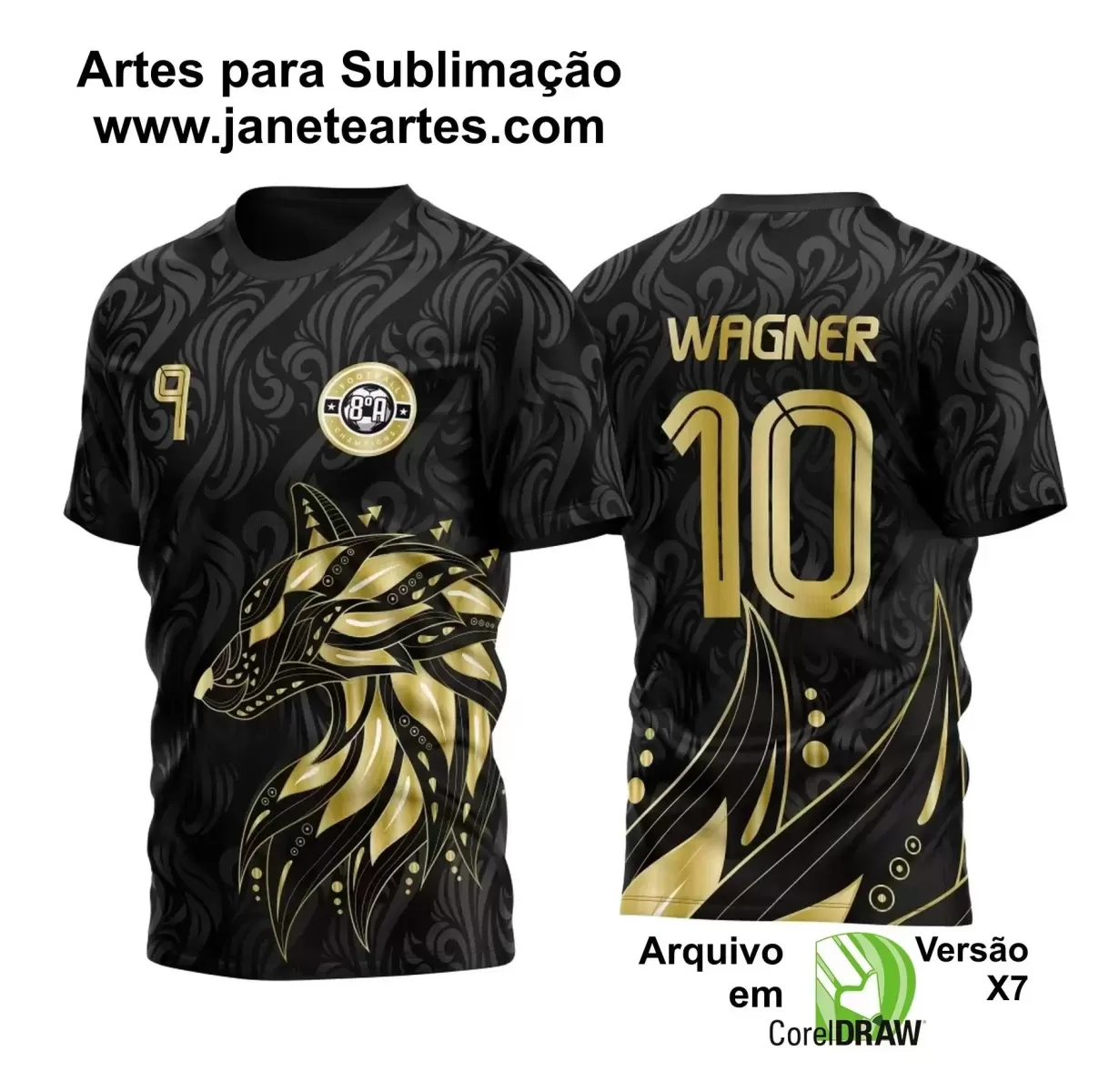 Arte Vetor Camisa Preta - Interclasse 2024 - Jogos Internos 2024 - Time Amador - Fox Dourada