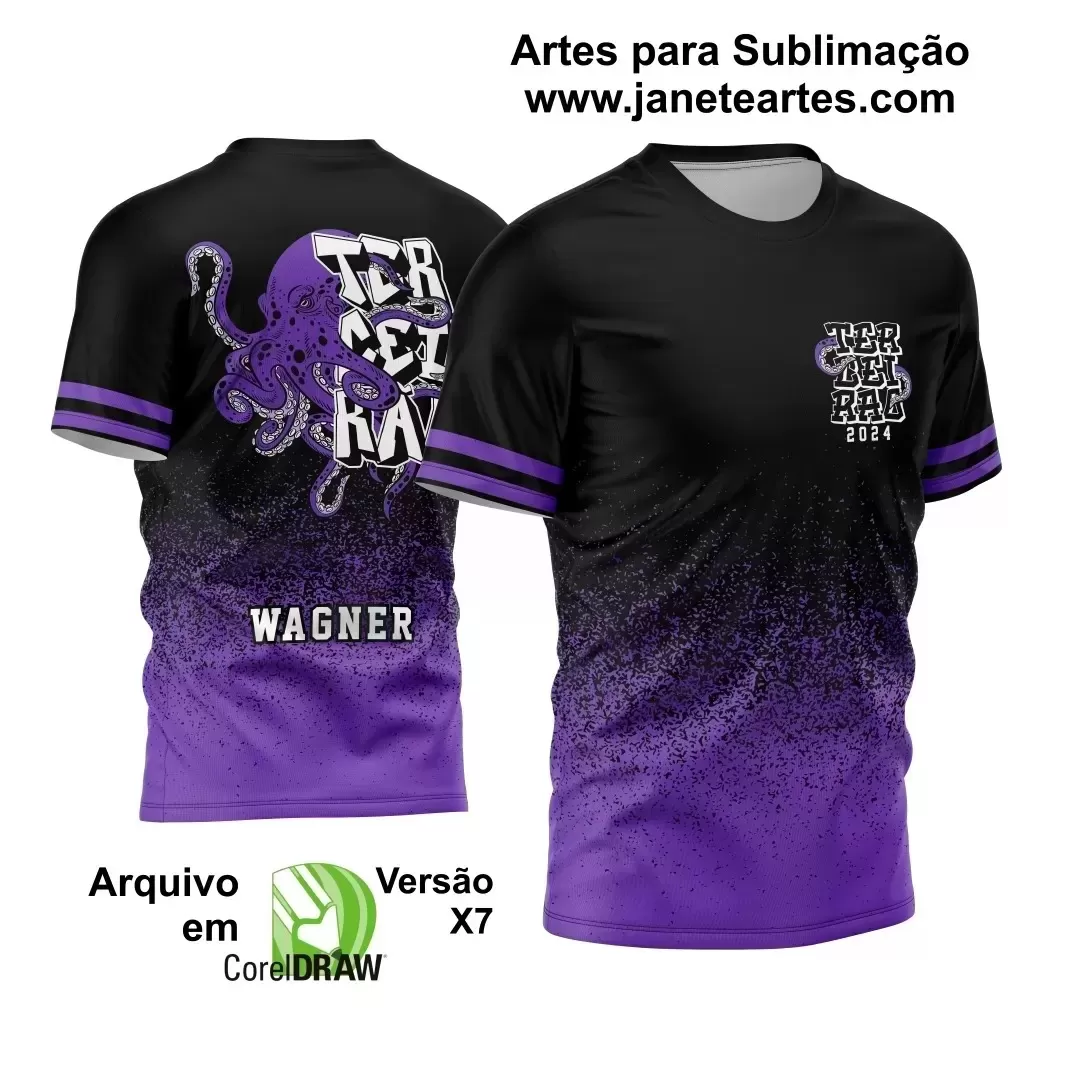 Arte Vetor Camisa Preta - Terceirão 2024 - Polvo Roxo