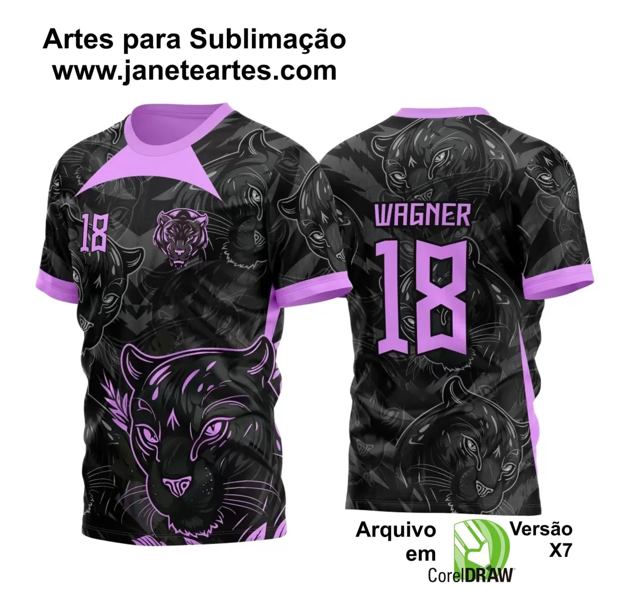 Arte Vetor -  Camisa Preta de Interclasse - Pantera Negra - 2024 - 2025