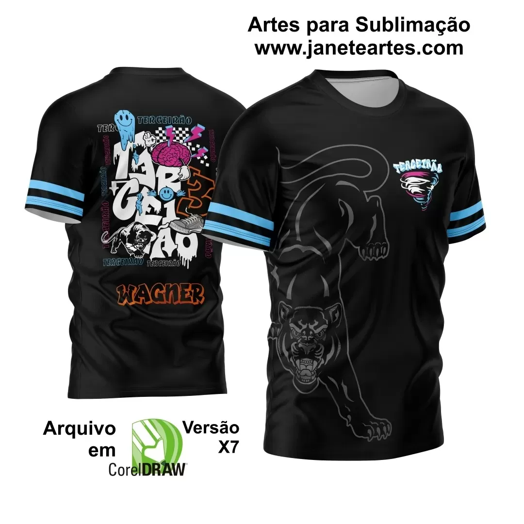 Arte Vetor Camisa Preta e Azul - Terceirão 2024 - Interclasse 2024 - Jogos Internos 2024 - Pantera