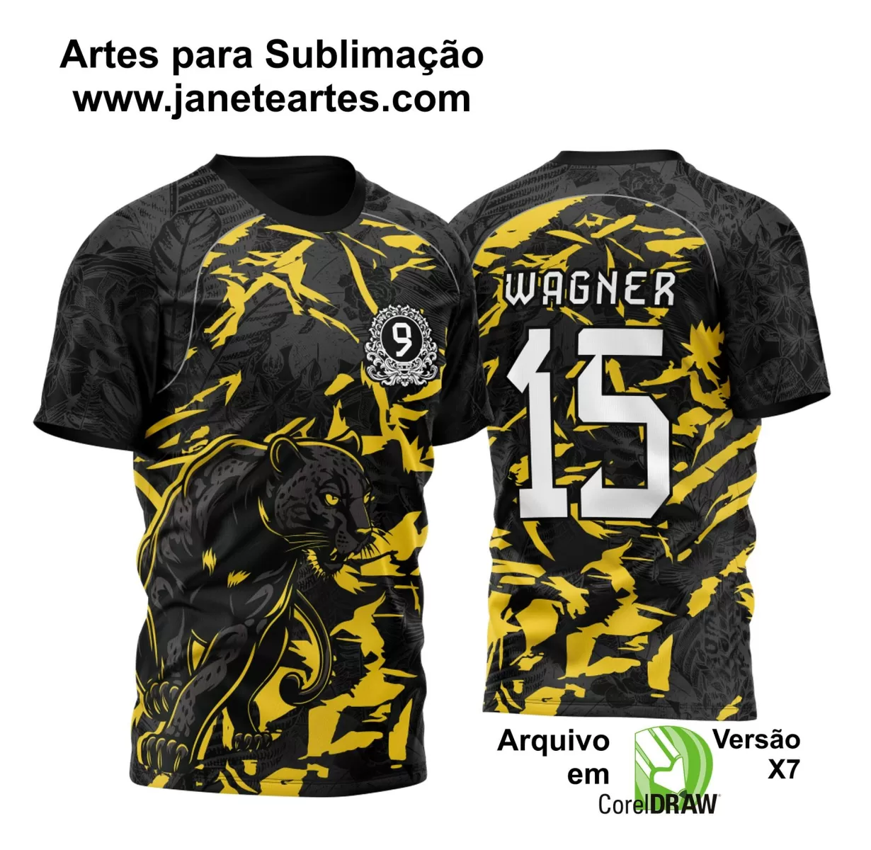 Arte Vetor Camisa Preta e Dourada - Nono Ano 2024 - Interclasse 2024 - Jogos Internos 2024 - Pantera