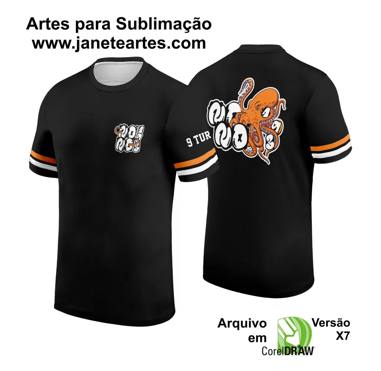 Arte Vetor Camisa Preta e Laranja - Nono Ano 2024 - Interclasse 2024 - Formandos 2024 - Polvo